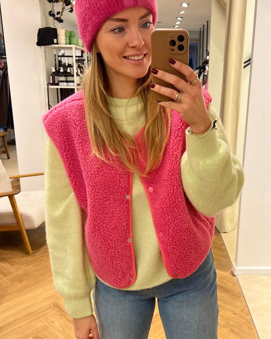 Teddyfell Weste Knopf Pink