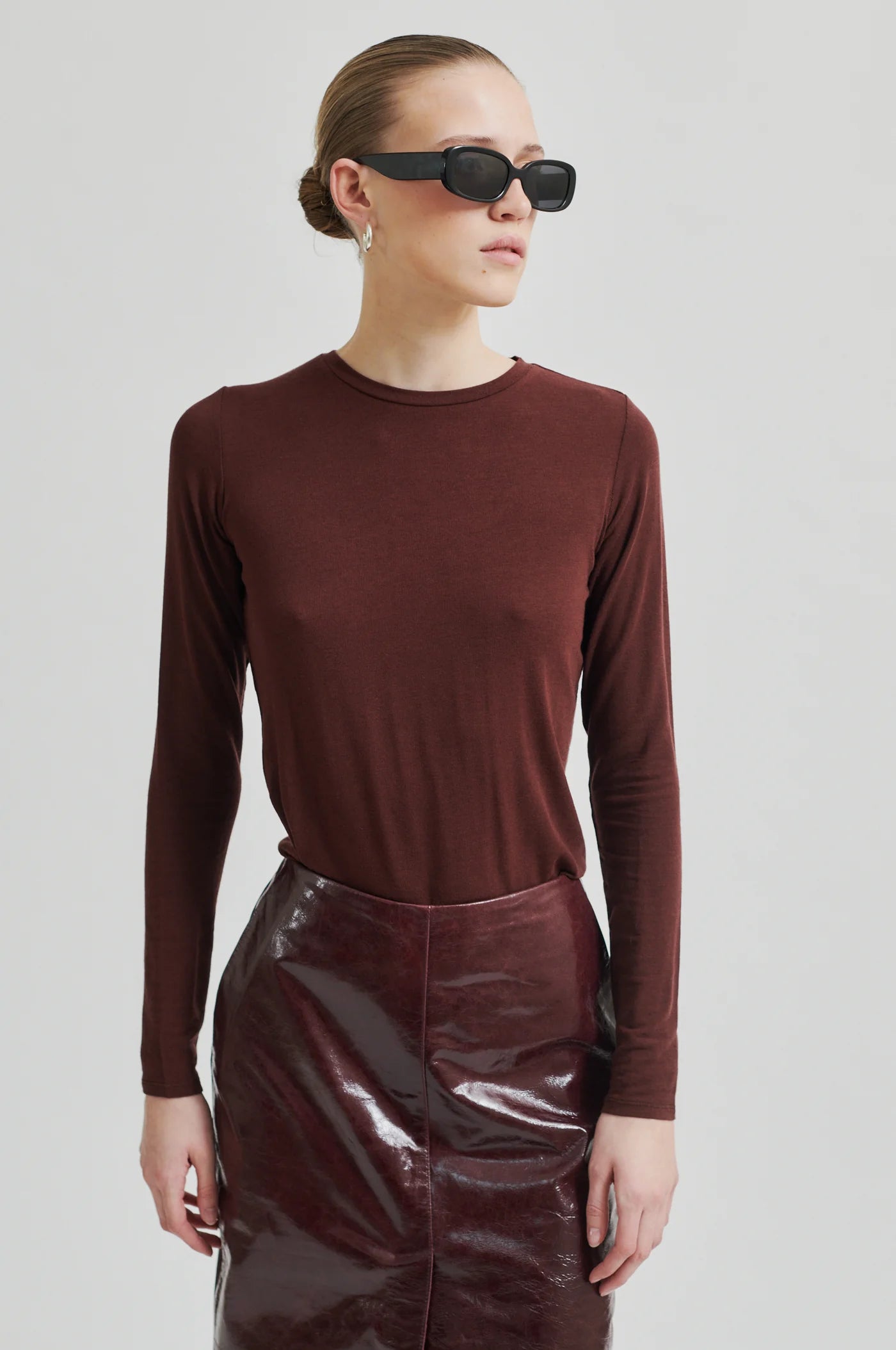 Matima O-Neck Tee Second Female Bitter Chocolate