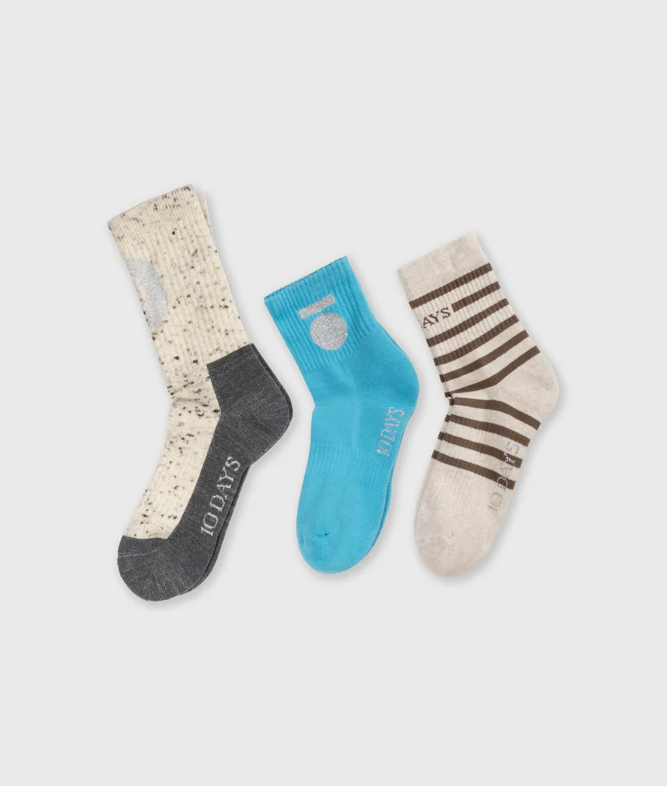 SOCKS 3-PACK LAGUNA BLUE 10 DAYS