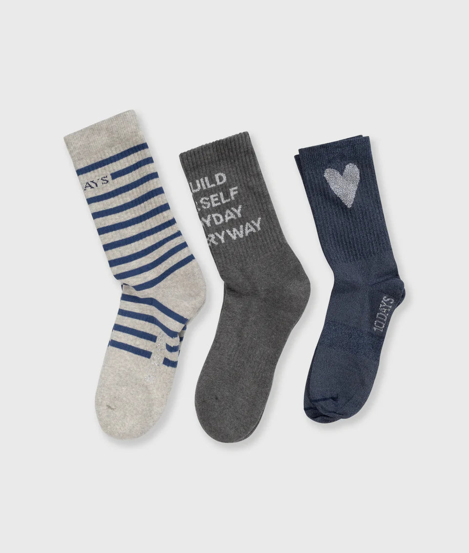 SOCKS 3-PACK TRUE BLUE 10 DAYS