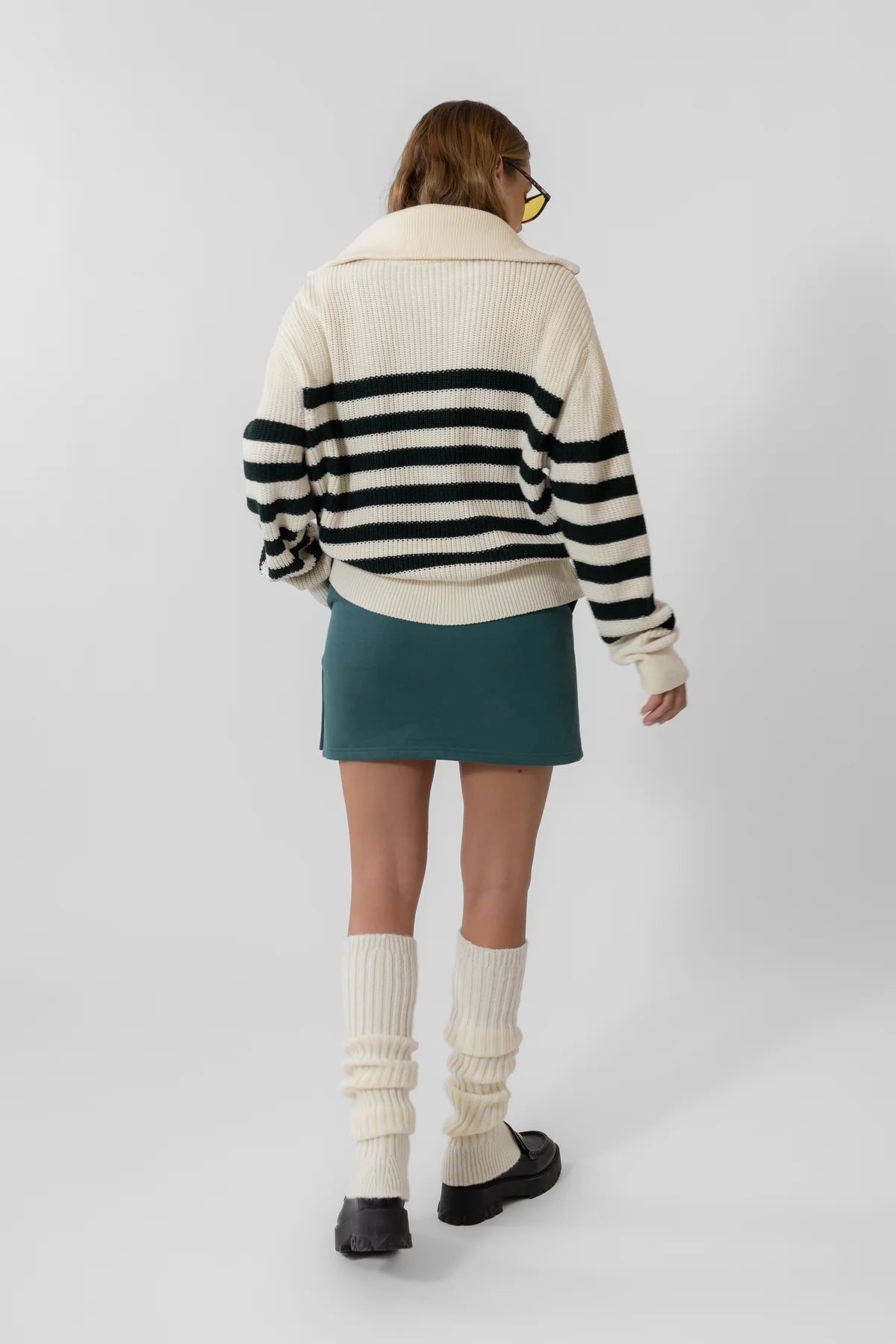 OH APRIL HEATHER POLO JUMPER CREME/FOREST GREEN